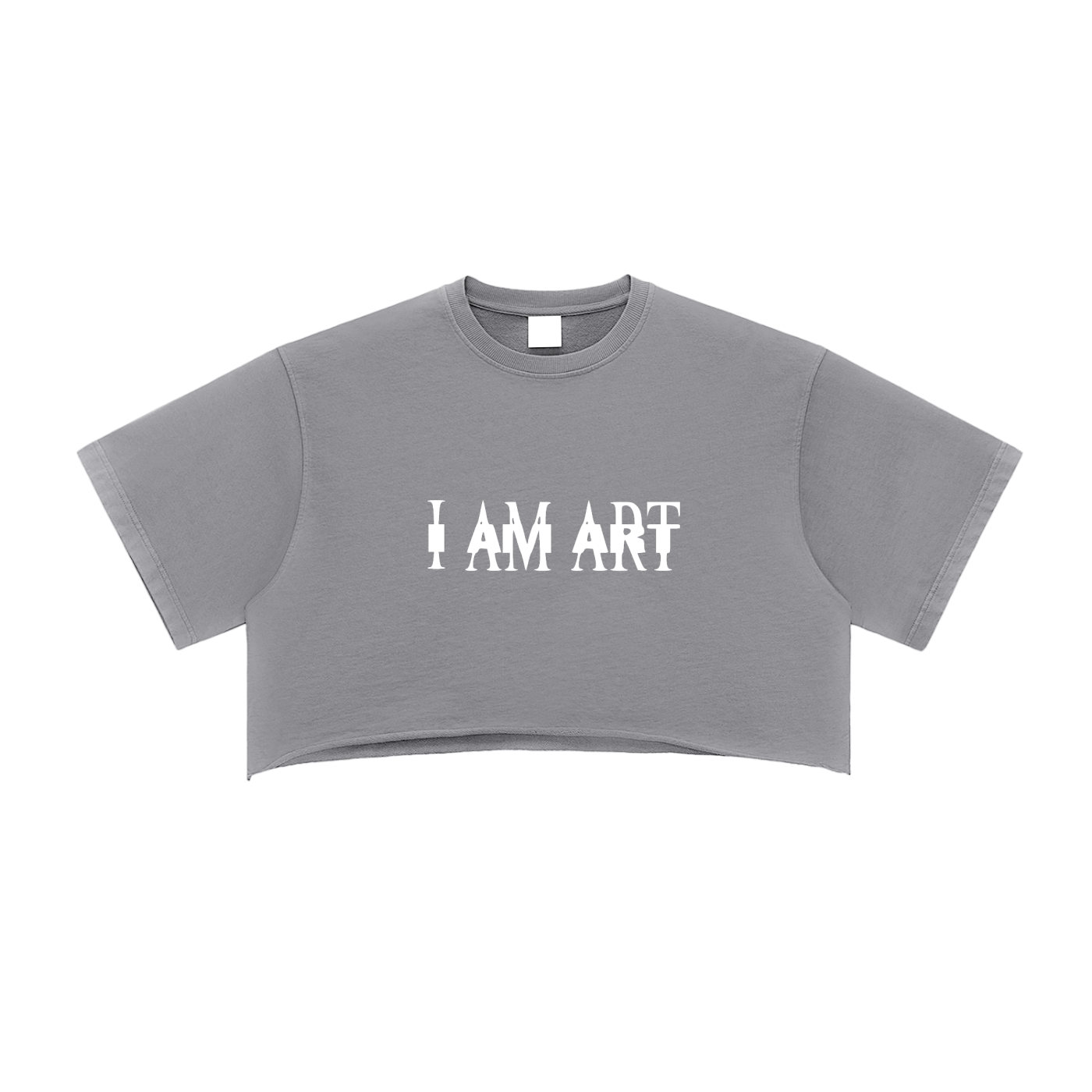 CASHIOOO (I AM ART) Snow Washed Raw Edge Crop Top