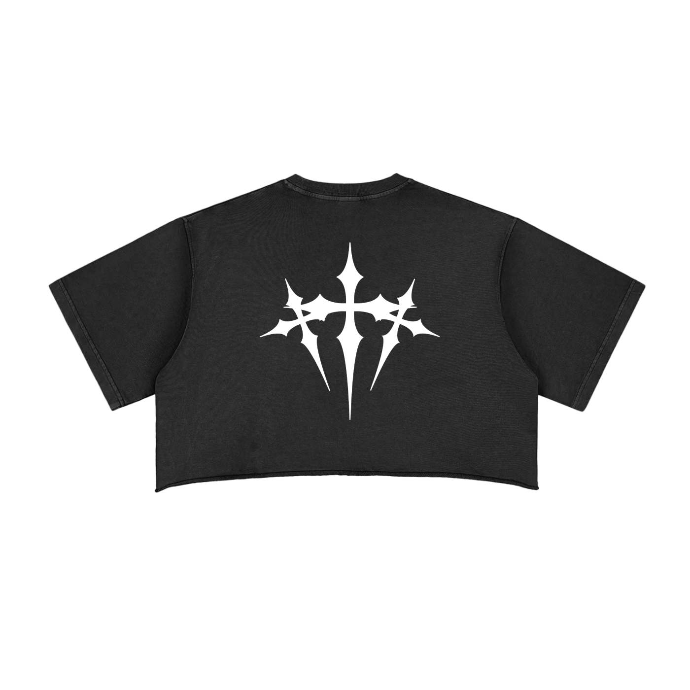 CASHIOOO (I AM ART) Snow Washed Raw Edge Crop Top